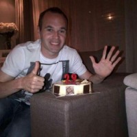 Iniesta celebrating his 29th birthday. His best birthday gift is La Liga title as he wrote on his Facebook page.