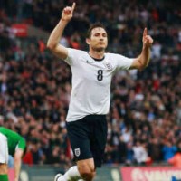 Lampard celebrates his goal which brought England a draw