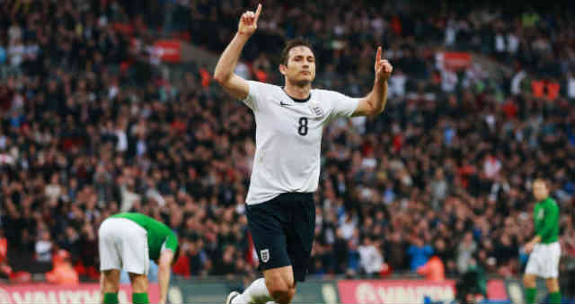 Lampard celebrates his goal which brought England a draw