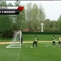 Mario Balotelli targets an old man driving a golf cart at AC Milan training 2013 HD