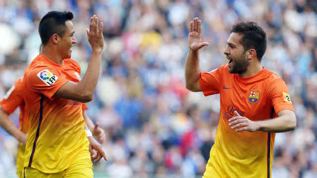 Rodriguez and Sanchez celebrate their goals together