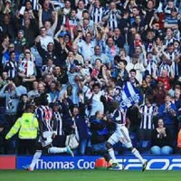 Romelu Lukaku runs to celebrate with West Brom fans after completing his hat-trick in Albion's thrilling 5-5 draw with Manchester United.