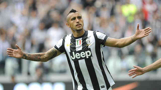 Vidal celebrates his goal which was a penalty