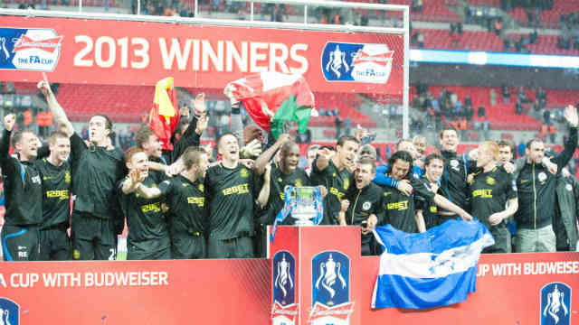 Wigan celebrate their victory and winning the FA Cup