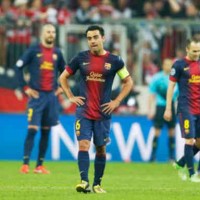 Xavi and his team mates couldn't believe with the result and being kicked out of the Champions League