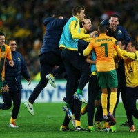 Australia celebrate as they have qualified for the World Cup