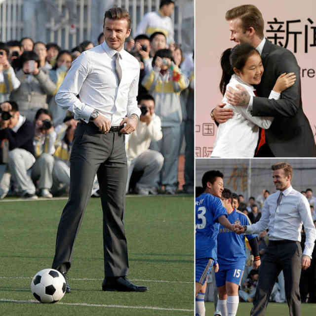 David Beckham playing football and greeting people in China