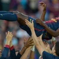 FC Barcelona celebrate Eric Abidal last game with them