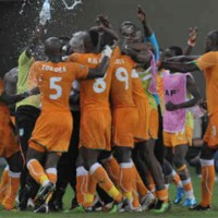 Ivory Coast celebrate their match victory