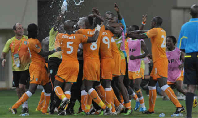 Ivory Coast celebrate their match victory