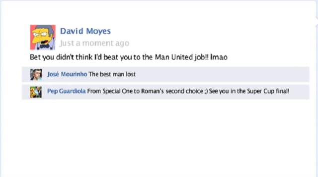 Jose Mourinho chats on Facebook with Moyes and Guardiola-comedy