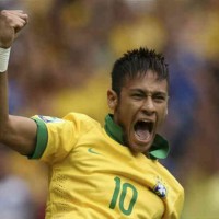 Neymar celebrates his amazing goal against Japan