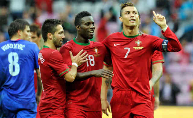 Ronaldo celebrates his goal in the friendly match with Croatia