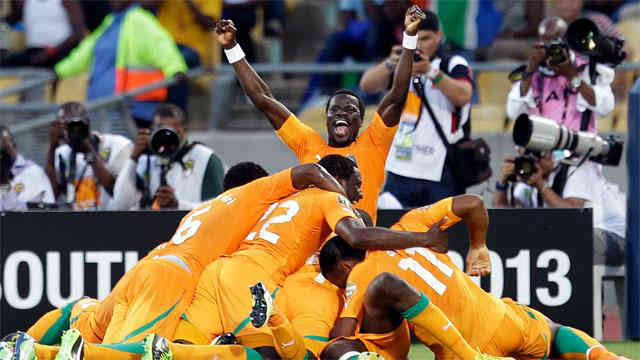 The Ivory Coast team celebrate their victory