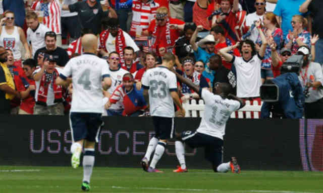 The United States shocked with their win and celebrate