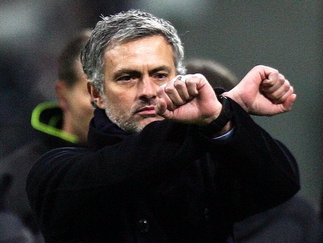 Jose Mourinho marks the spot