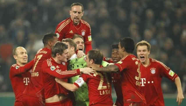 Bayern Munich celebrate their goals in their friendly