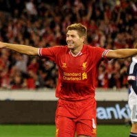 Gerard celebrates his opener goal in Australia