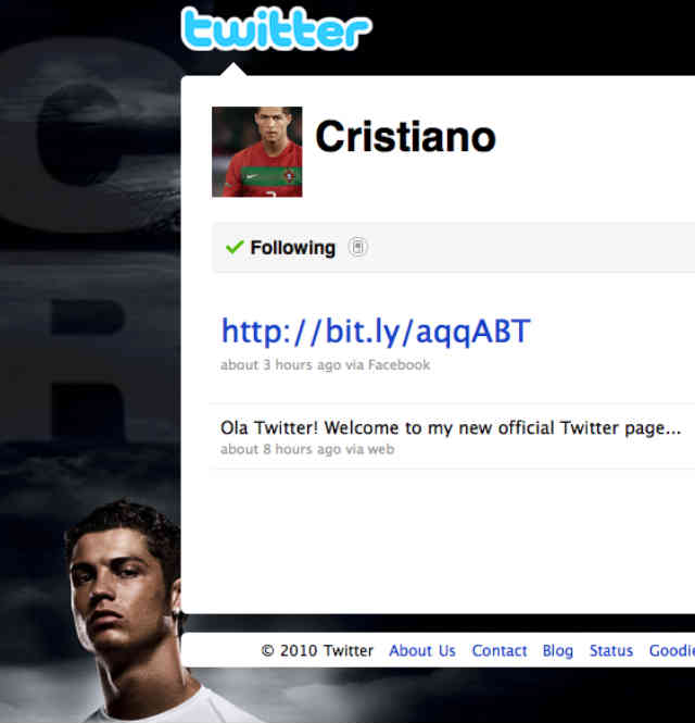 Ronaldo today is the highest followed football player on Twitter