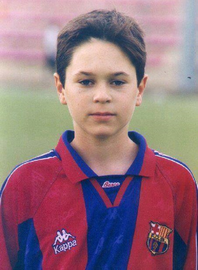 Andres Iniesta when he was a kid playing football