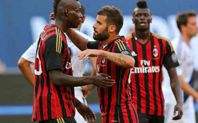 Balotelli and the team celebrate his goal