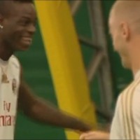 Balotelli laughs after El Shaarawy falls, He can't keep balance!