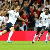 England celebrate their winning goal!