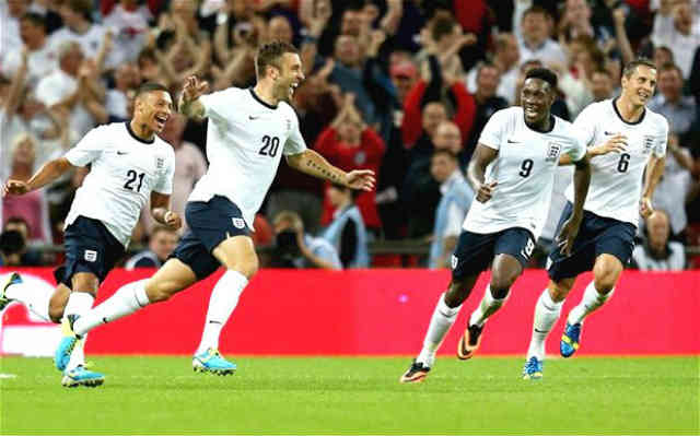 England celebrate their winning goal!