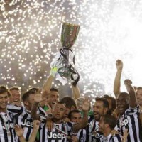 Juventus celebrate their victory agasint Lazio for the Supercoppa Italiana