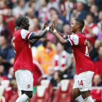 Sagna celebrates his amazing goal against Stoke City