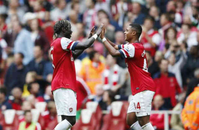 Sagna celebrates his amazing goal against Stoke City