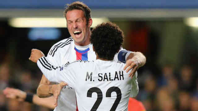 Streller celebrates his goal which brought them their victory against Chelsea