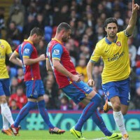 Arteta celebrates his penalty against Crystal Palace