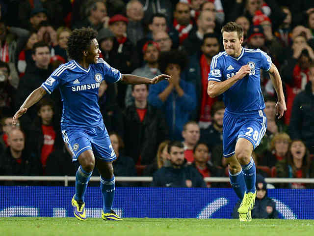 Azpilicueta celebrates his opener against the Gunners