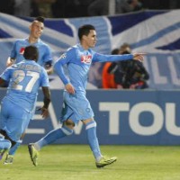 Callejon celebrates his goal at the Champions League game