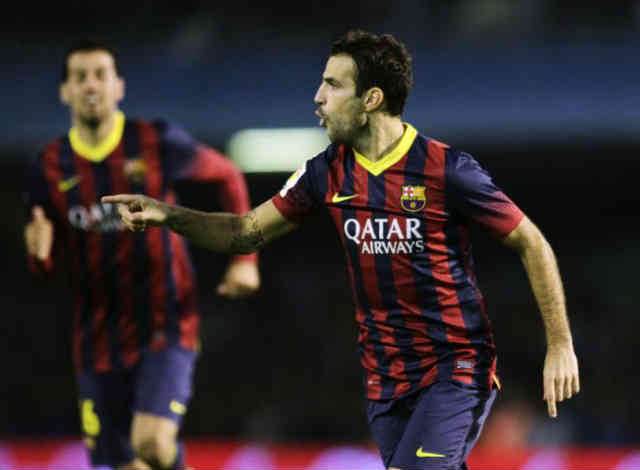 Fabergas celebrates his amazing goal against Celta Vigo