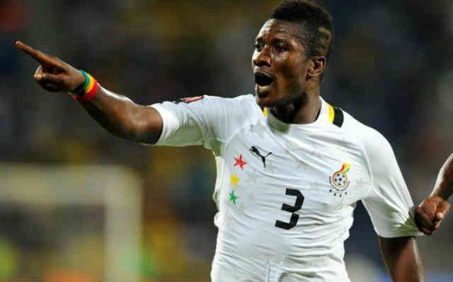 Gyan celebrates his smashing goal against Egypt