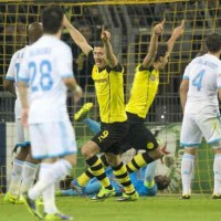 Lewandowski celebrates his amazing goals