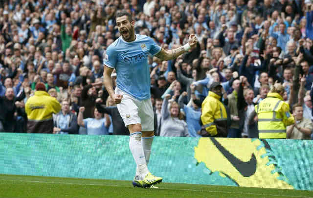 Negredo celebrates his banging goal