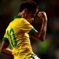 Neymar celebrates his goal once again for Brazil