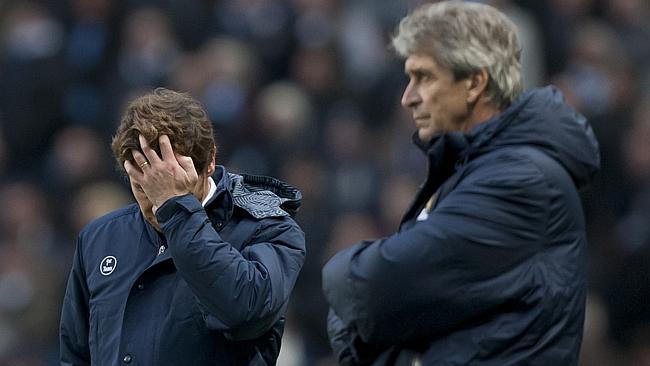 Spurs boss Andreas Villas Boas despondent, while Manuel Pellegrini delights in his sides win