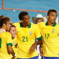 Brazil youngsters celebrate their goal and victory