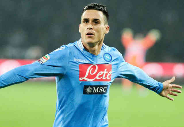 Callejon celebrates his opener goal for Napoli