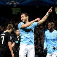 Negredo scores the third goal in the Champions League for Manchester City