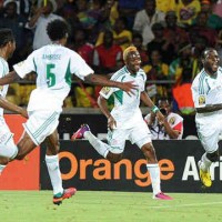 Nigeria celebrate their spot to the World Cup 2014