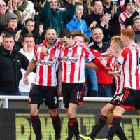 Sunderland celebrate their goal against Manchester City