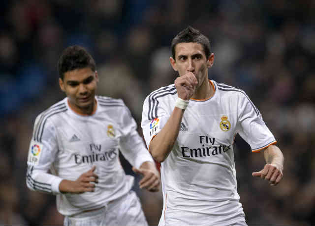 Di Maria celebrates his penalty in the Cop del Rey