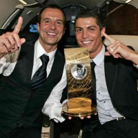 Jorge Mendes celebrates with Ronaldo his award