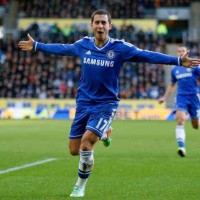 Eden Hazard celebrates his goal against Hull City