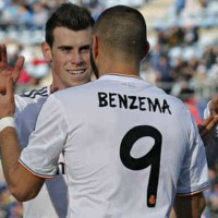 Benzema celebrates his goal with his buddy Gareth Bale